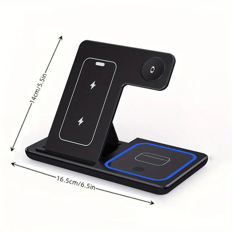 Chargeur sans fil 3 en 1, pliable et magnétique, pour téléphone, montre et écouteurs